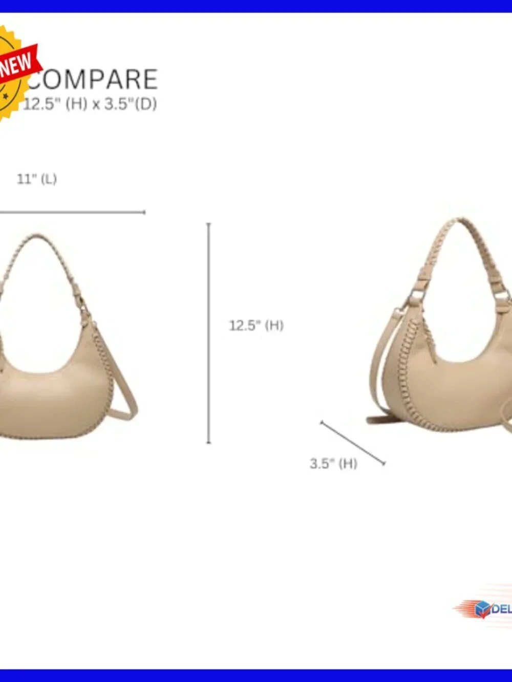 Vegan Leather Crescent Shoulder Bag Crossbody Hobo Purse Medium Size